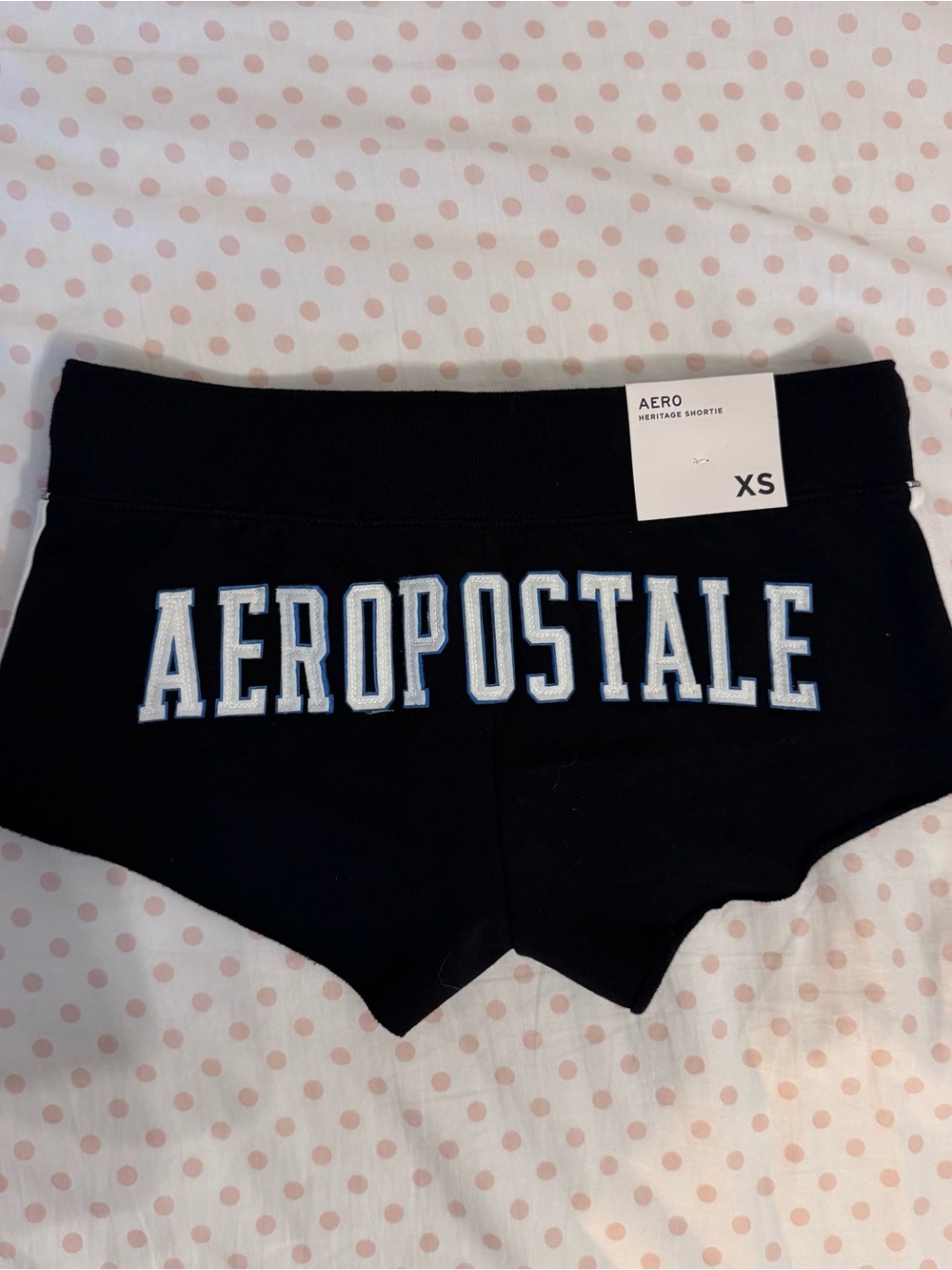 Aéropostale Black Heritage Shortie with Light Blue Lettering